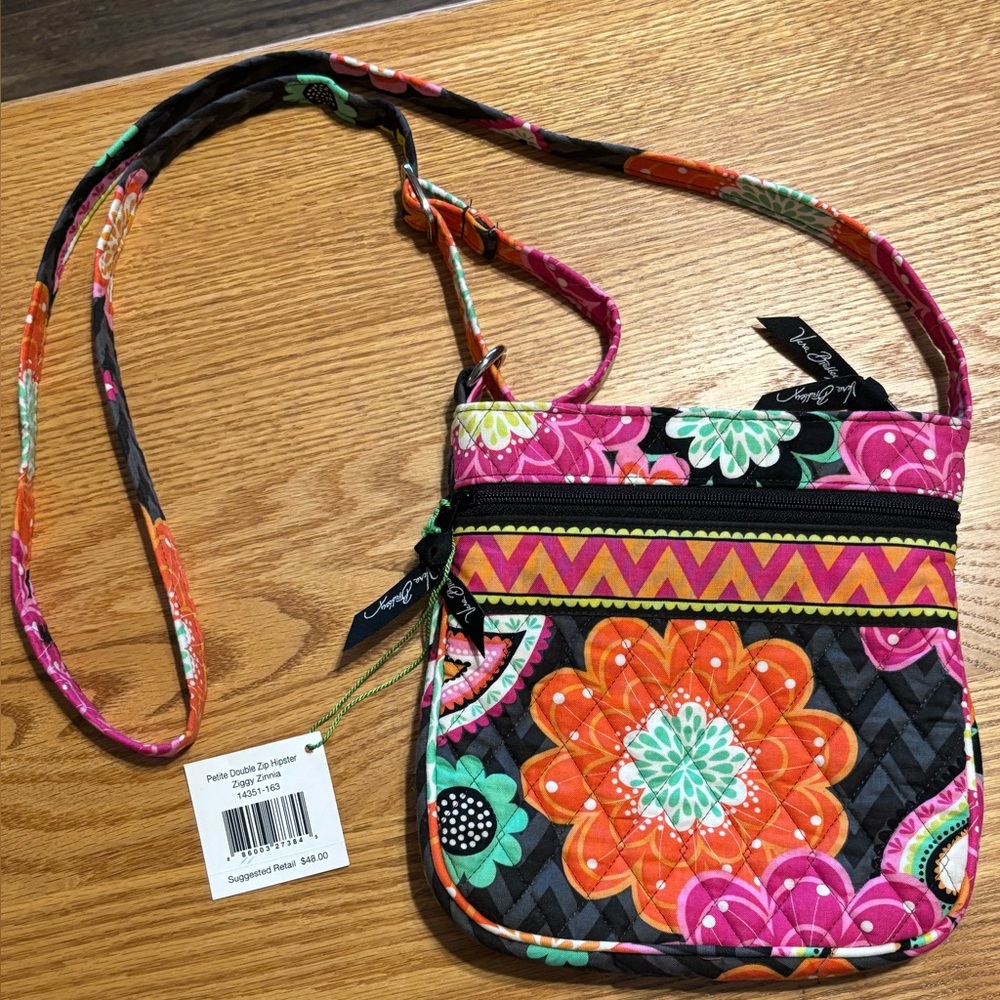 VERA BRADLEY Purse Cross Body Hipster Petite Double Zip Bag Ziggy Zinni